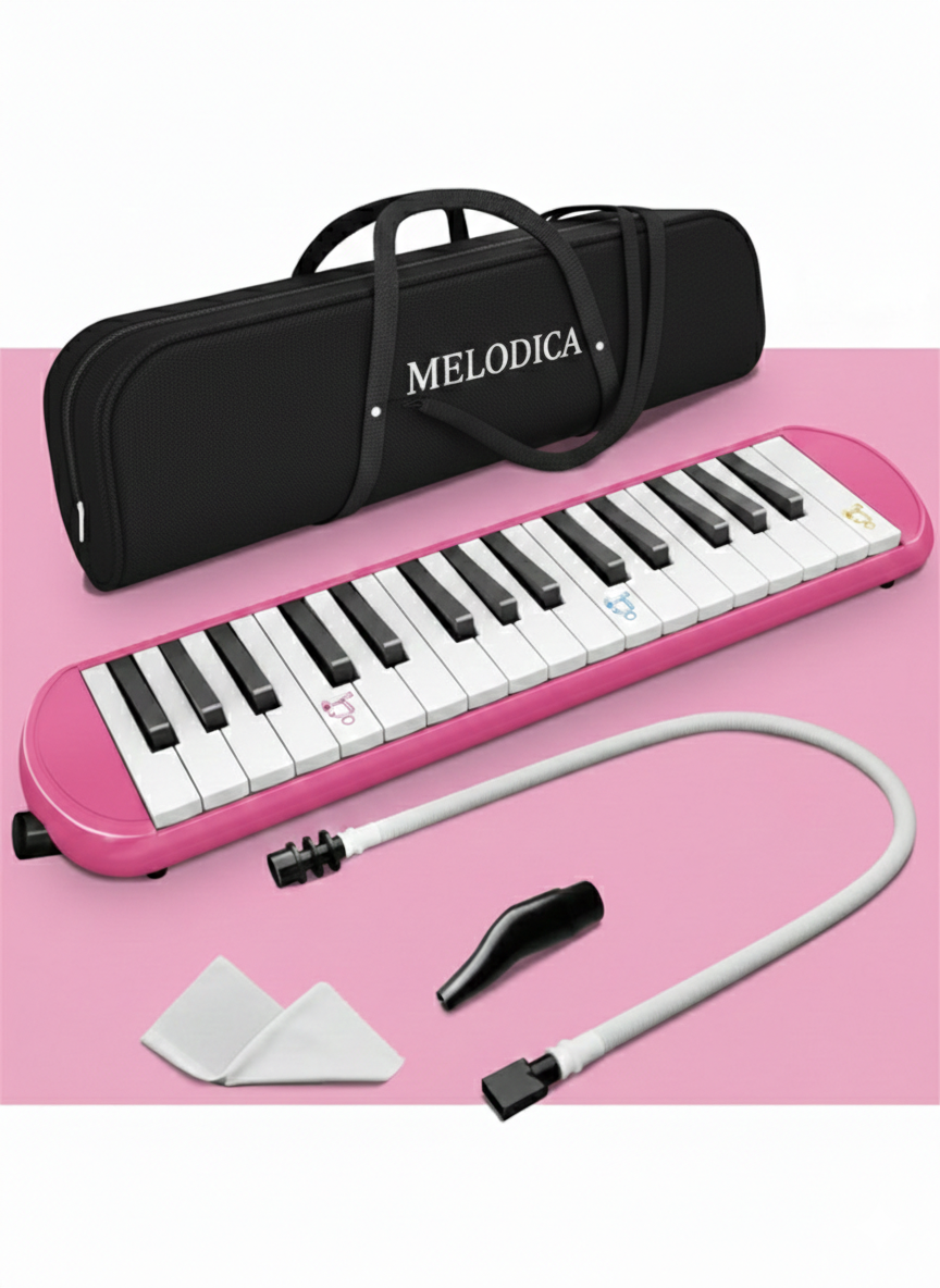 Portable 32-Key Melodica Air Piano Keyboard – Pink with Carry Bag | Lightweight & Easy to Play for Kids & Beginners