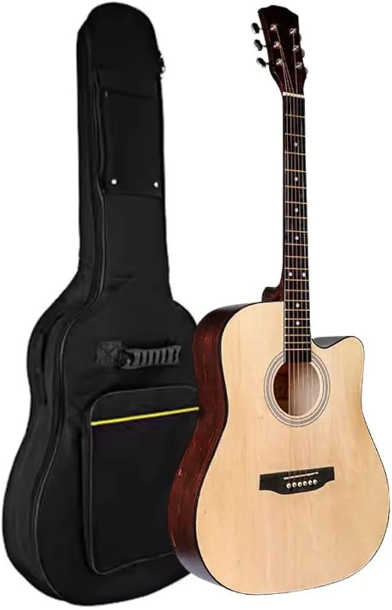 MegArya 38 Inch Wooden Acoustic Guitar Matt Guitarra for Beginner Bass Wood Guitar With Bag, Natural