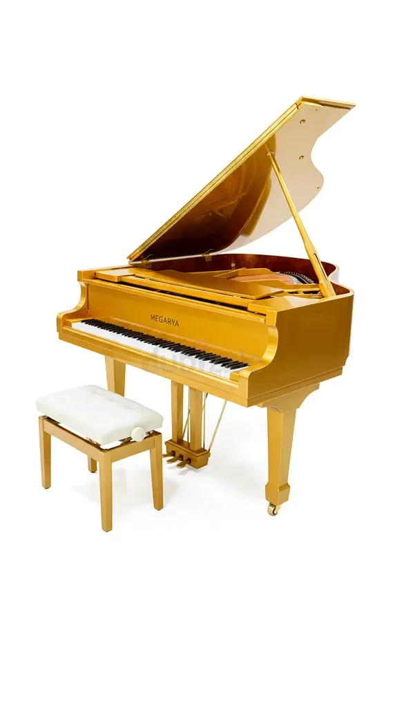 Megarya Golden Grand Piano – German Roslau Strings | All-Spruce Soundboard | CNC Precision Frame | Used Pianos Dubai
